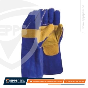 Guante Soldador Descarne Azul Refuerzo Palma, Hilo Kevlar 40 Cm. STEELPRO