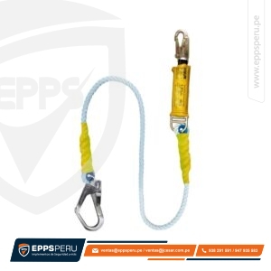 Línea de Vida/Conexión con Amortiguador de Caída Factor 1, Cabo Torcido de Nylon/Poliéster de 5/8″, un Gancho de 3/4″ y un Gancho de 2 1/4″ DC1G Hauk