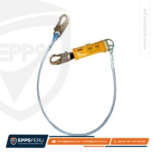 Línea de Vida/Conexión, con Amortiguador de Caída Factor 1, de Cable de Acero de 1/4″ y dos Ganchos de 3/4″ DF1P Hauk