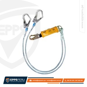Línea de Vida/Conexión Doble, con Amortiguador de Caída, de Cable de Acero 1/4″, un Gancho de 3/4″ y Dos Ganchos de 2 1/4″ DF2G Hauk