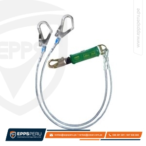 Línea de Vida/Conexión, Doble, de 1,80 m con Amortiguador de Caída Factor 2, Cable de Acero de 1/4″, un Gancho de 3/4″ y Dos Ganchos de 2 1/4″ DF2GF2 Hauk