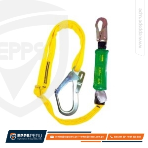 Línea de Vida/Conexión Regulable, con Amortiguador de Caída Factor 2, de 1.80 m, de Cinta Poliéster, un Gancho de 3/4″ y un Gancho de 2 1/4″ DN1GRF2 Hauk