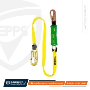 Línea de Vida/Conexión, con Amortiguador de Caída Factor 2, de 1.80 m, de Cinta Poliéster y Dos Ganchos de 3/4″ DN1PF2 Hauk