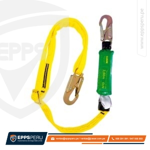 Línea de Vida/Conexión Regulable, con Amortiguador de Caída Factor 2, de 1.80 m, de Cinta Poliéster y Dos Ganchos de 3/4″ DN1PRF2 Hauk