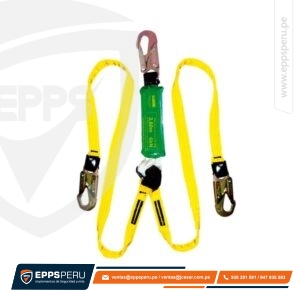 Línea de Vida/Conexión Doble, con Amortiguador de Caída Factor 2, de 1.80 m, de Cinta Poliéster y Tres Ganchos de 3/4″ DN2PF2 Hauk