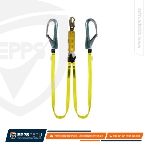 Línea de Vida/Conexión Doble, con Amortiguador de Caída Factor 1, un Gancho de 3/4″ y Dos Ganchos de 4″ DN2GXG Hauk